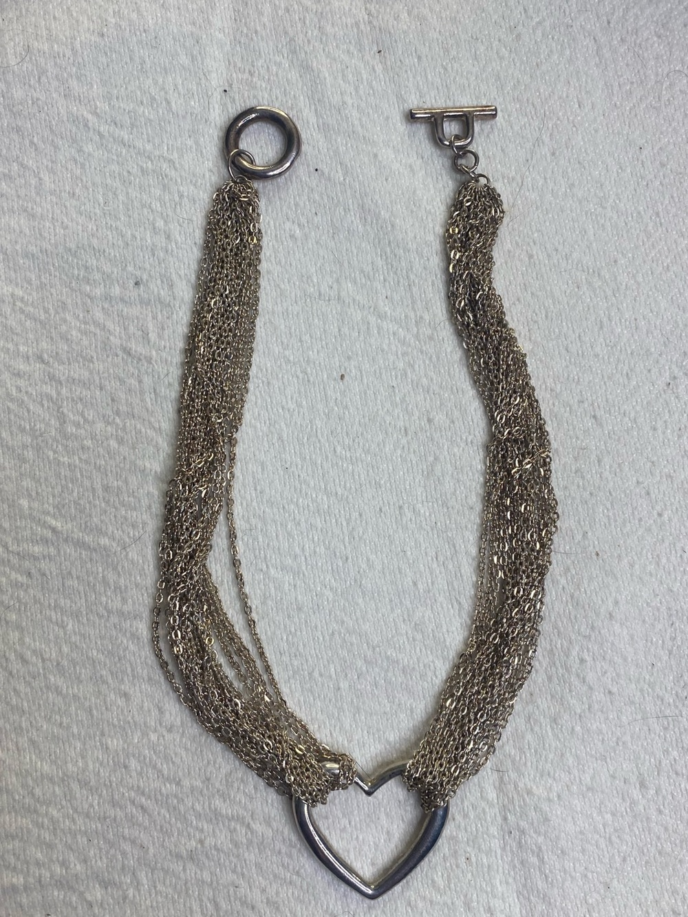 Multi-Strand Silver Heart Pendant Necklace Earrings Bundle